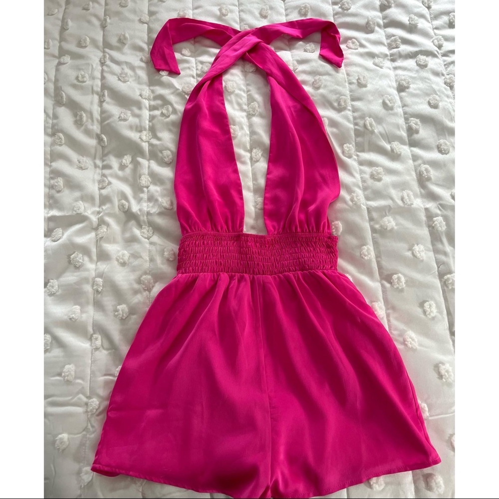 Superdown Hot Pink Halter Romper